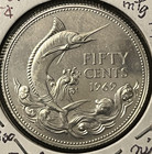 1969 Bahamas Silver 50 Cents Marlin Brilliant Uncirculated Proof Coin