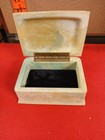 Vintage Genuine Incolay Stone Hinged Jewelry Trinket Box - Vase   Flowers