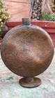 Mughal Period Antique Bronze Embossed Pattern Islamic Liquor Flask Without Cap 