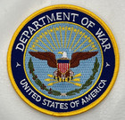3 5  Patch  Department Of War With Hook   Loop Back- Dod Authorized
