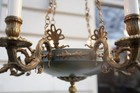 Antique Style Empire Brass Chandelier Green 8 Lights French Vintage    26 