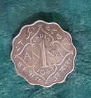 1944 India 1 Anna Coin - Km  537a - Vf 