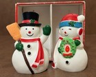 Vintage Mccrory 1986 Mr   Mrs Snowman Salt Pepper Shakers Christmas In Box