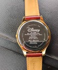 Vntg Disney  Mickey Mouse Gold Tone Watch Geniune Leather Band Water Resistant 
