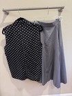 Women s Polka Dot Sleeveless Top   Gray Skirt 2-piece Set  Size L  Bow Accent