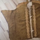 Leather chainsaw Western Full Chaps Tan brown Fringe Side Zippers Adult