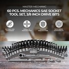 Master Mechanic 60 Piece Mechanics Sae Socket Tool Set  3 8 Inch Drive Bits