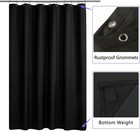 Waterproof Fabric Shower Curtain With 3 Magnets 72x72 Inch Black Shower Curtain