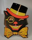 Vintage Halloween H e  Luhrs Diecut Embossed Black Cat Top Hat Monocle 1950 s