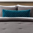 Oversized Oblong Pleated Velvet Decorative Throw Pillow Dark Teal Blue -