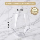 32 Pack Plastic Stemless Wine Cocktail Whiskey Champagne Glasses  12 Oz Clear