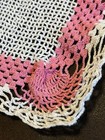Vintage Hand Crochet Pink White Round Doilie 8    Diameter Square Starlight