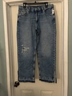 Nwt Gap 90s Loose Mid Rise Size 30 10 S Short New Blue Jeans Raw Split Hem