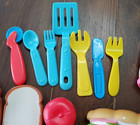 Realistic Play Food Kitchen Utensils Mixed Lot 23 Eggs Bacon Pancakes Bread Vtg
