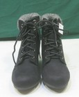 New Ladies Black 2 5 Wedge Heel Lace Up Ankle Booties Women Size 5 5