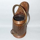 Antique Copper Coal Hod Carrier Embossed Windmill Dutch Brass Handle Repousse