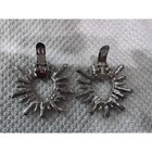 Silver Crystal Heart Sunburst Statement Shoe Clips  Baguette Rhinestone