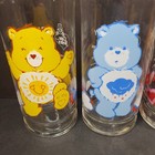 1983 Care Bear Pizza Hut Glasses Lot Cheer Grumpy Funshine Tenderheart Lot Of 4