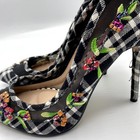 Betsey Johnson Rayn Heels Stiletto Pumps Black Plaid Size 6 5 Floral Clueless