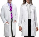  Professional Lab Coat For Women Men Long Sleeve  Unisex Xxs-4xl Small White