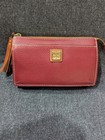 Dooney   Bourke Pebble Grain Crossbody Wristlet Burgundy Wine Tan Trim
