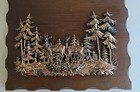 Vintage Metal Deer Wood Plaque Wall Hanging Woodland Art 8 75  X 11 
