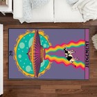 Ufo Judgement Rug  Alien Cow Inspired Floor Mat  Quirky Polyester Home Decor