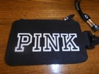Victoria s Secret  pink  Logo Spellout Black Lanyard Keys Id Card Holder Wallet