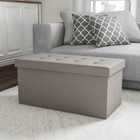 Storage Ottoman 30inch Folding Faux Leather Footrest Linen Chest Or Bench With R