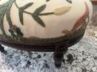 Vintage Early 20th Century Crewel Embroidery Oval French Style Footrest Stool