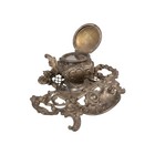 Antique Victorian Rococo Revival Cast Brass Single Inkwell Desk Stand