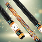 Luxury Mahogany Carbon Fiber Pool Cue     Golden Burl Inlay   Classic Royal Flush