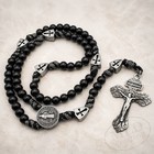 Saint St Benedict Paracord Rosary Necklace Wood Beads Crucifix Cross 22   