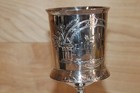 Meriden B Company Silver Plate Engraved Goblet Chalice 7 5    Tall Antique
