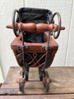 Vtg Victorian Wicker Rattan Baby Doll Carriage Stroller Pram Buggy Decor