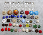 80 Vintage Antique Glass Buttons Various Sizes Shapes Colors Patterns