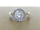 New 925 Sterling Silver Trembling Cz Center Stone Halo Ring Size 7 Signed Nvc