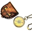 Vintage Nautical Brass Compass With Leather Box Gift Item