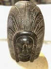 Vtg Wood Carved Statue South American Indian Aztec Inca Maya Chief hand Crafted
