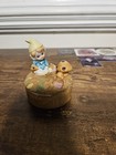 Vintage Homco Pixie Elf Mushroom Bisque Trinket Box  Hand-painted 