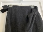 Vtg Exterior Womens Gray Wool cashmere Fringed Wrap Ntie Skirt Sz Large Unlined