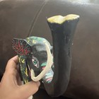 Mexican Oaxacan Wood Carving Folk Art Signed Elephant Figurine Hand Painted