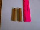 2 Vintage Sewing Needle Cases  Wood Tubes W 3 Machine Needles Singer Free Ship
