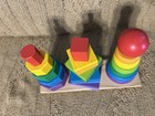 Melissa   Doug Geometric Stacker Wooden Toy 22pc Educational Classic Preowned