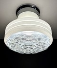 Vintage Art Deco 1940s-50 s Atomic Retro Glass Shade Ceiling Light Fixture