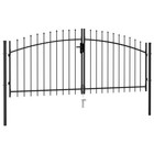 Fence Gate Double Door With Spike Top Steel 9 8 x4 1  Black