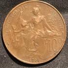 1914 France 10 Centimes Bronze Coin - Vf  very Fine  Condition