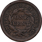 1855 1c Braided Hair Large Cent - Slanted 55   Vf Details