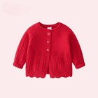 Baby Girls Knitted Cardigan Sweater Long Sleeve Cute Red Tops For 18-24 Months
