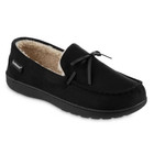 Isotoner Men S Black Microsuede Moccasin Tie Memory Foam Slipper M 8-9